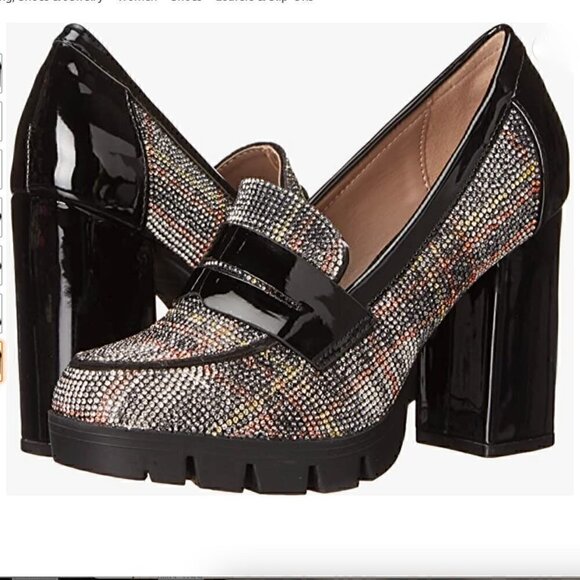 Betsey Johnson Adelyn White Plaid Heel Loafers NIB 7.5 - Picture 2 of 10